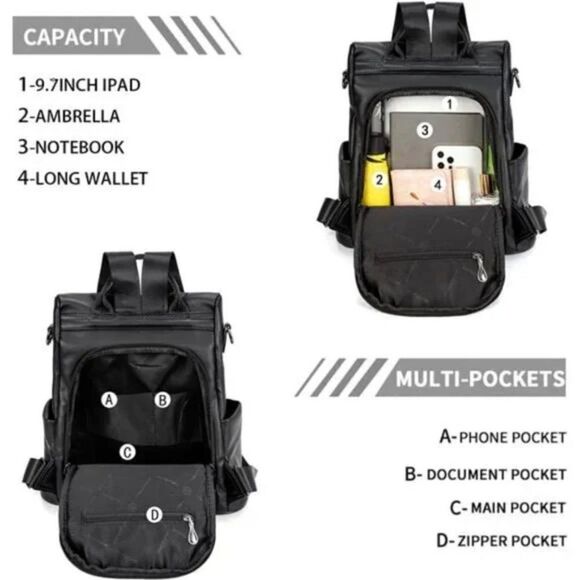 Women Backpack Purse Waterproof Nylon Anti-theft Rucksack Lightweight Shoulder - Picture 7 of 9